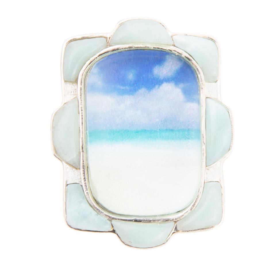 Scenic Beach Blue Larimar and Sterling Silver Ring Rings La Vie Bien Scenic Beach Blue Larimar and Sterling Silver Ring
