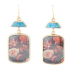Scenic Dark Florals Blue Apatite Golden Drop Earrings by Barse Jewelry