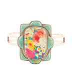 Scenic Floral Blue Turquoise and Golden Cuff Bracelet by Barse Jewelry