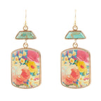 Scenic Floral Blue Turquoise Golden Earrings Earrings La Vie Bien Scenic Floral Blue Turquoise Golden Earrings