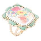 Scenic Floral Blue Turquoise Golden Ring Rings La Vie Bien Scenic Floral Blue Turquoise Golden Ring