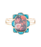 Scenic Red Floral Blue Apatite Golden Cuff Bracelet Bracelets La Vie Bien Scenic Red Floral Blue Apatite Golden Cuff Bracelet