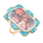 Scenic Red Florals Blue Apatite Golden Statement Ring Rings La Vie Bien Scenic Red Florals Blue Apatite Golden Statement Ring