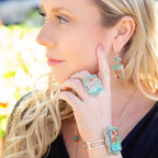 Scenic Sedona Desert Blue Turquoise Golden Drop Earrings by Barse Jewelry