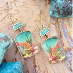 Scenic Sedona Desert Blue Turquoise Golden Drop Earrings by Barse Jewelry
