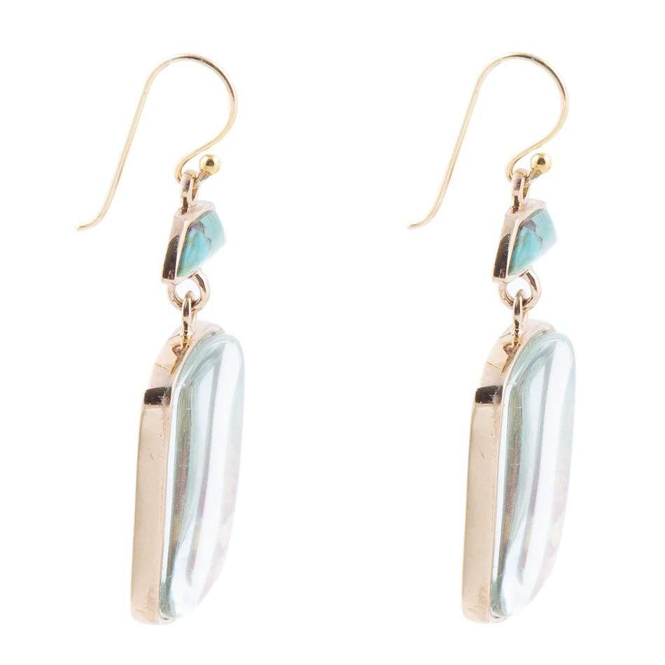 Scenic Sedona Desert Blue Turquoise Golden Drop Earrings by Barse Jewelry