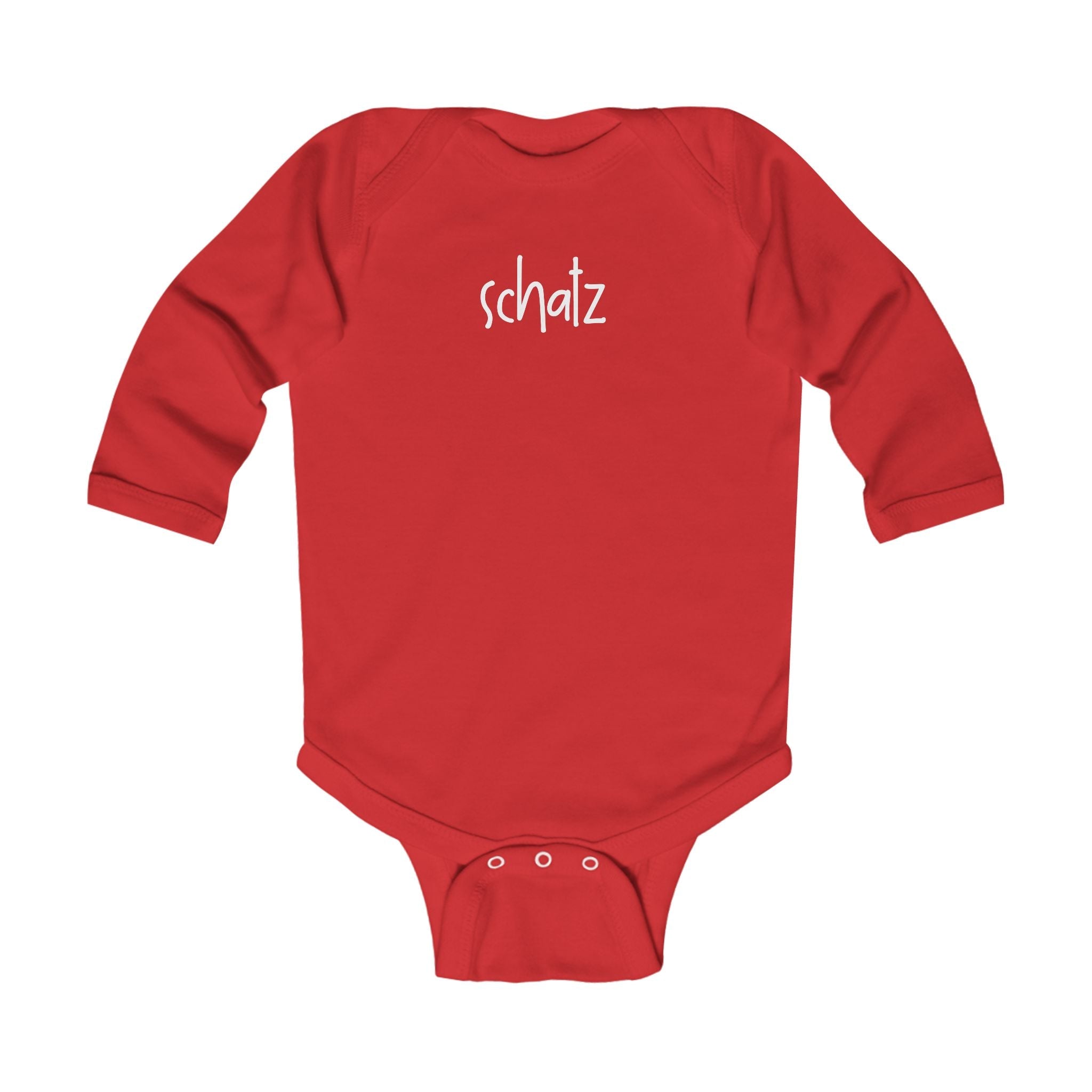 Schatz (treasure, darling) German Script baby bodysuit, long sleeve infant bodysuit Kids clothes La Vie Bien Schatz (treasure, darling) German Script baby bodysuit, long sleeve infant bodysuit
