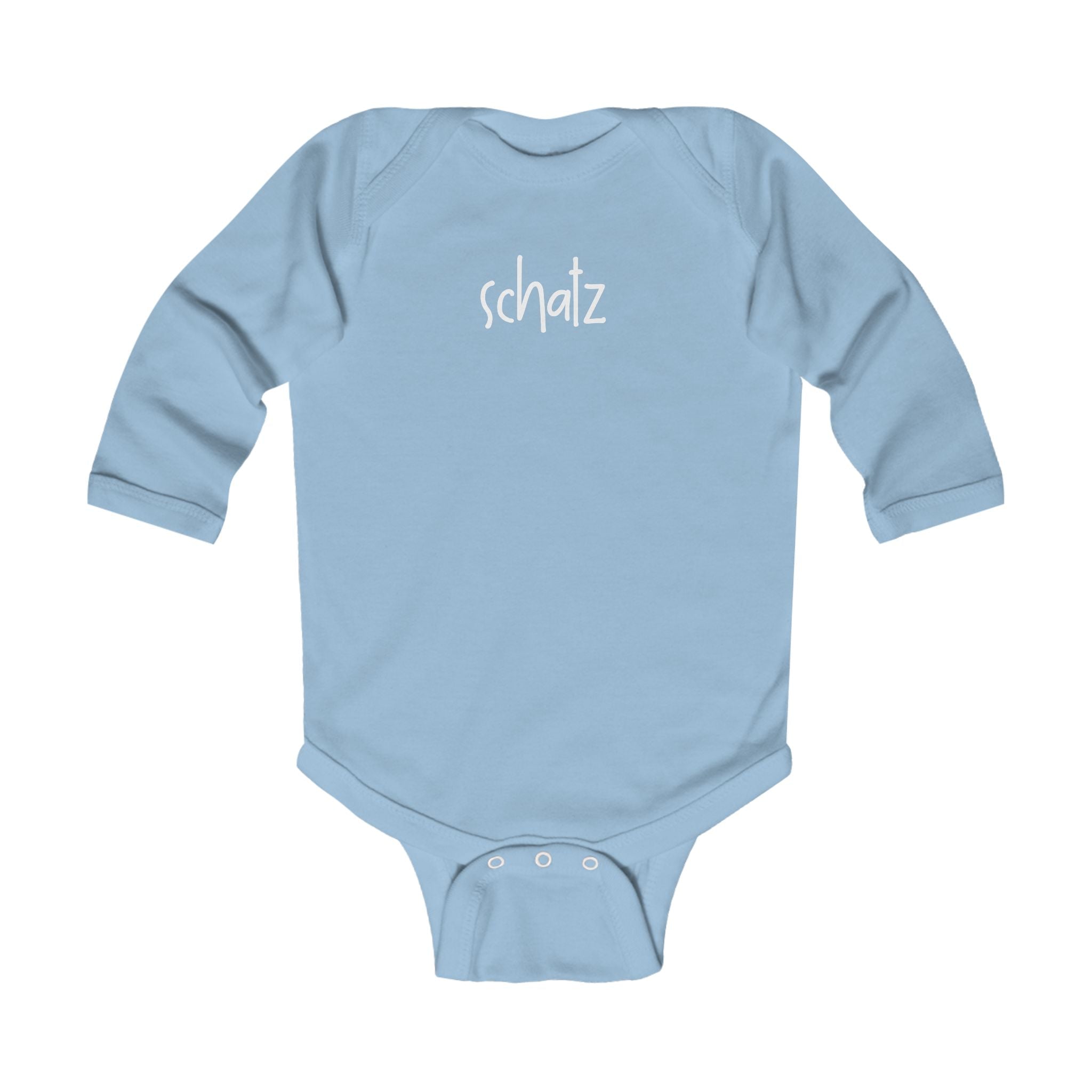 Schatz (treasure, darling) German Script baby bodysuit, long sleeve infant bodysuit Kids clothes La Vie Bien Schatz (treasure, darling) German Script baby bodysuit, long sleeve infant bodysuit