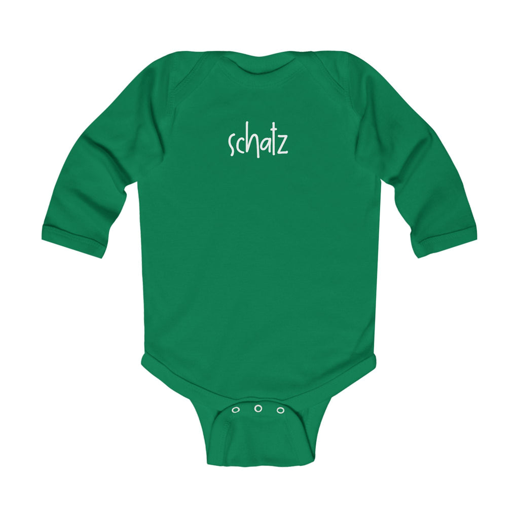 Schatz (treasure, darling) German Script baby bodysuit, long sleeve infant bodysuit Kids clothes La Vie Bien Schatz (treasure, darling) German Script baby bodysuit, long sleeve infant bodysuit
