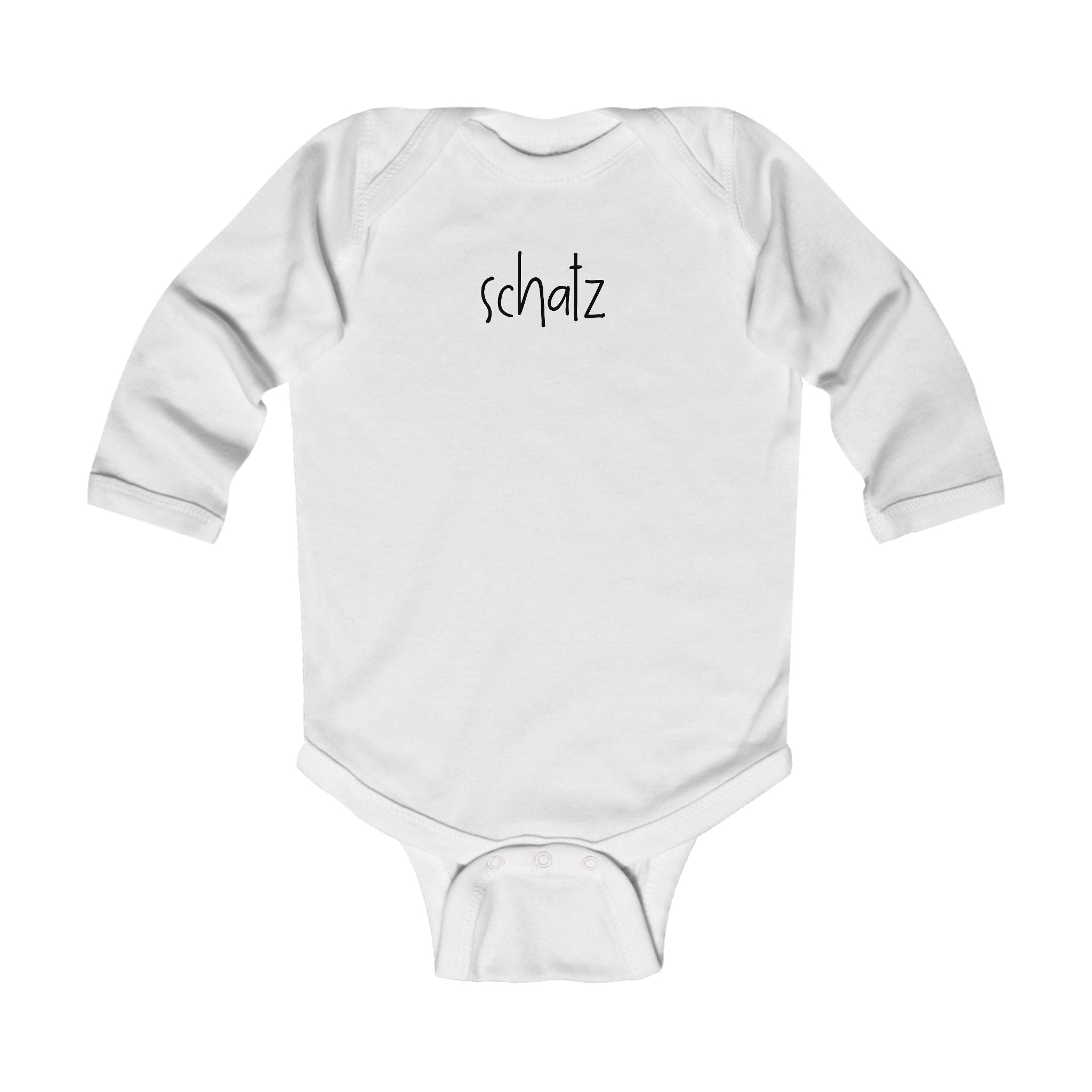 Schatz (treasure, darling) German Script baby bodysuit, long sleeve infant bodysuit Kids clothes La Vie Bien Schatz (treasure, darling) German Script baby bodysuit, long sleeve infant bodysuit