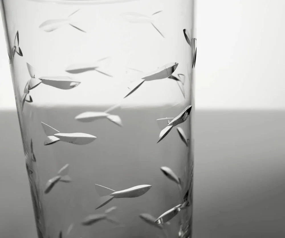 School of Fish Etched Glassware Kitchen Accessories La Vie Bien School of Fish Etched Glassware