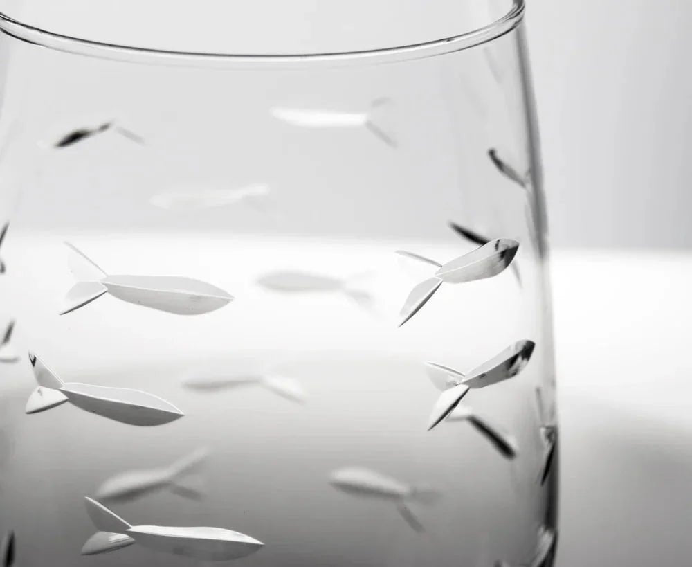 School of Fish Etched Glassware Kitchen Accessories La Vie Bien School of Fish Etched Glassware
