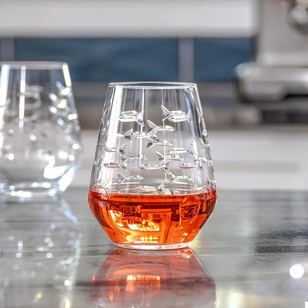 School of Fish Etched Glassware Kitchen Accessories La Vie Bien School of Fish Etched Glassware