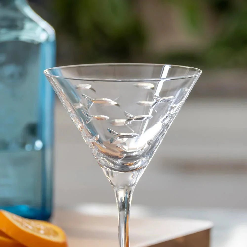 School of Fish Etched Glassware Kitchen Accessories La Vie Bien School of Fish Etched Glassware