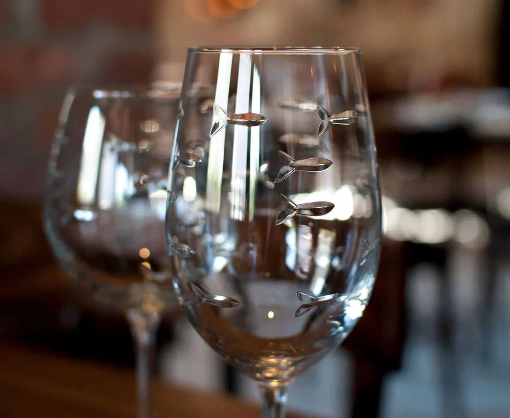 School of Fish Etched Glassware Kitchen Accessories La Vie Bien School of Fish Etched Glassware