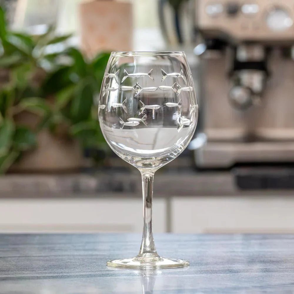 School of Fish Etched Glassware Kitchen Accessories La Vie Bien School of Fish Etched Glassware