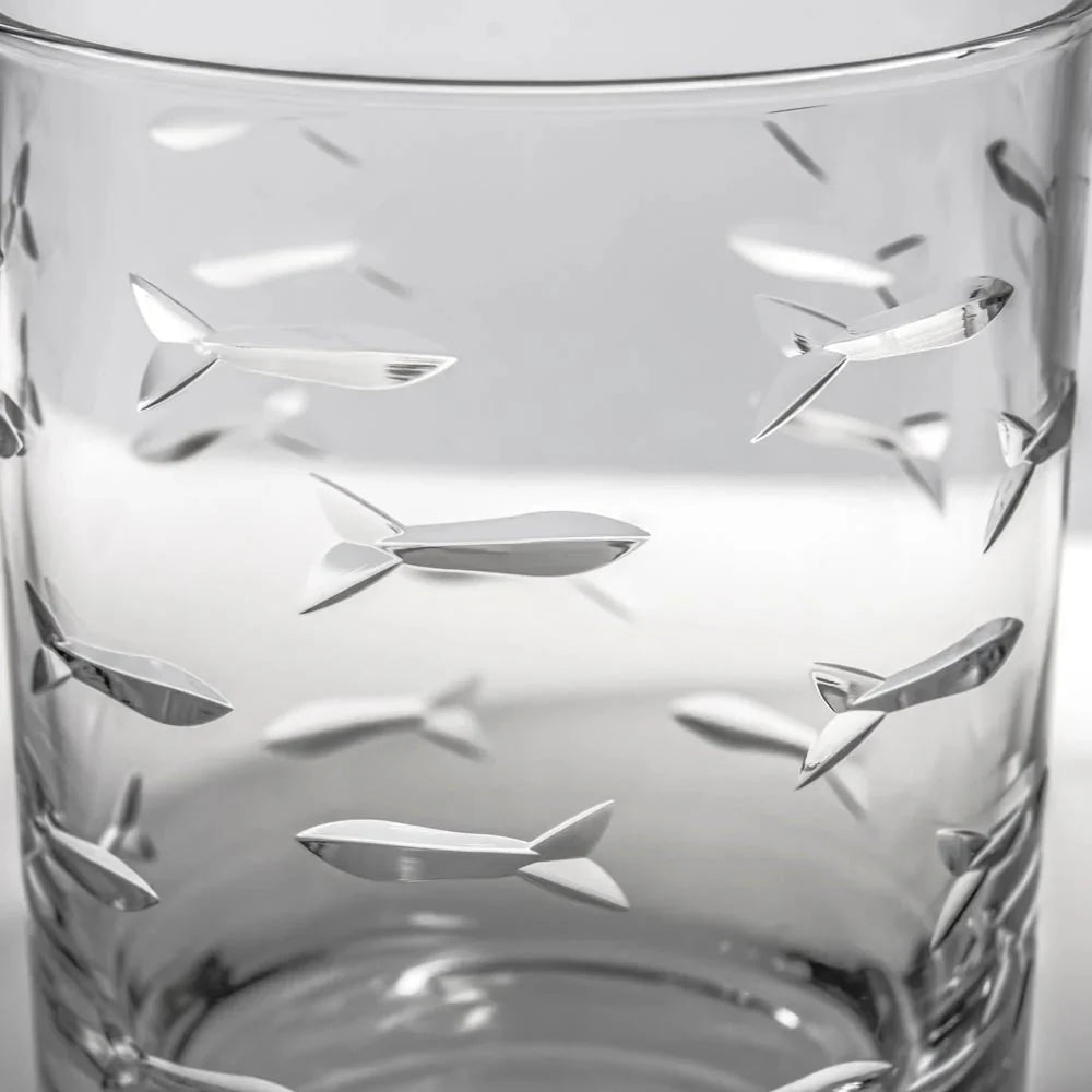 School of Fish Etched Glassware Kitchen Accessories La Vie Bien School of Fish Etched Glassware