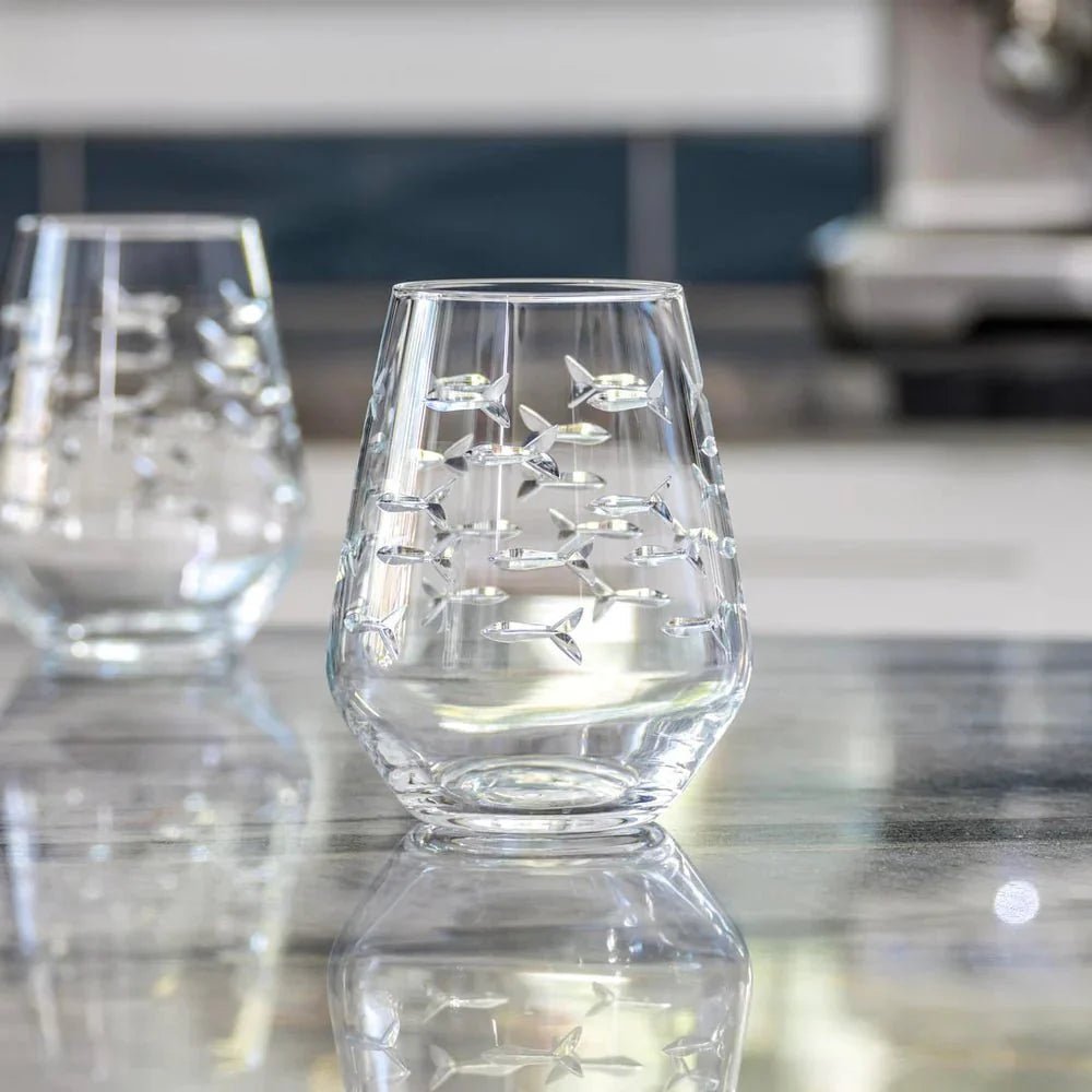 School of Fish Etched Glassware Kitchen Accessories La Vie Bien School of Fish Etched Glassware