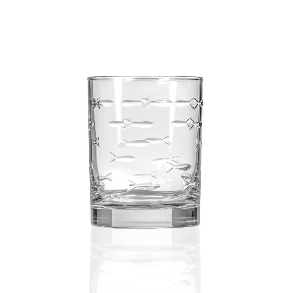 School of Fish Etched Glassware Kitchen Accessories La Vie Bien School of Fish Etched Glassware