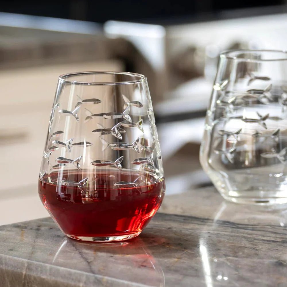 School of Fish Etched Glassware Kitchen Accessories La Vie Bien School of Fish Etched Glassware