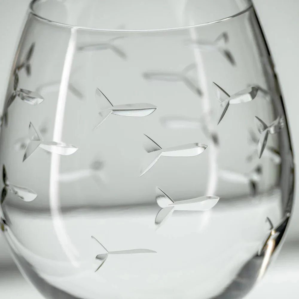 School of Fish Etched Glassware Kitchen Accessories La Vie Bien School of Fish Etched Glassware