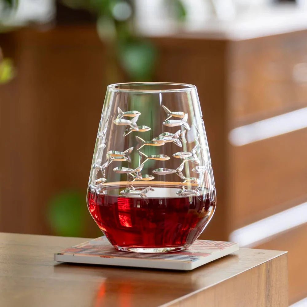 School of Fish Etched Glassware Kitchen Accessories La Vie Bien School of Fish Etched Glassware