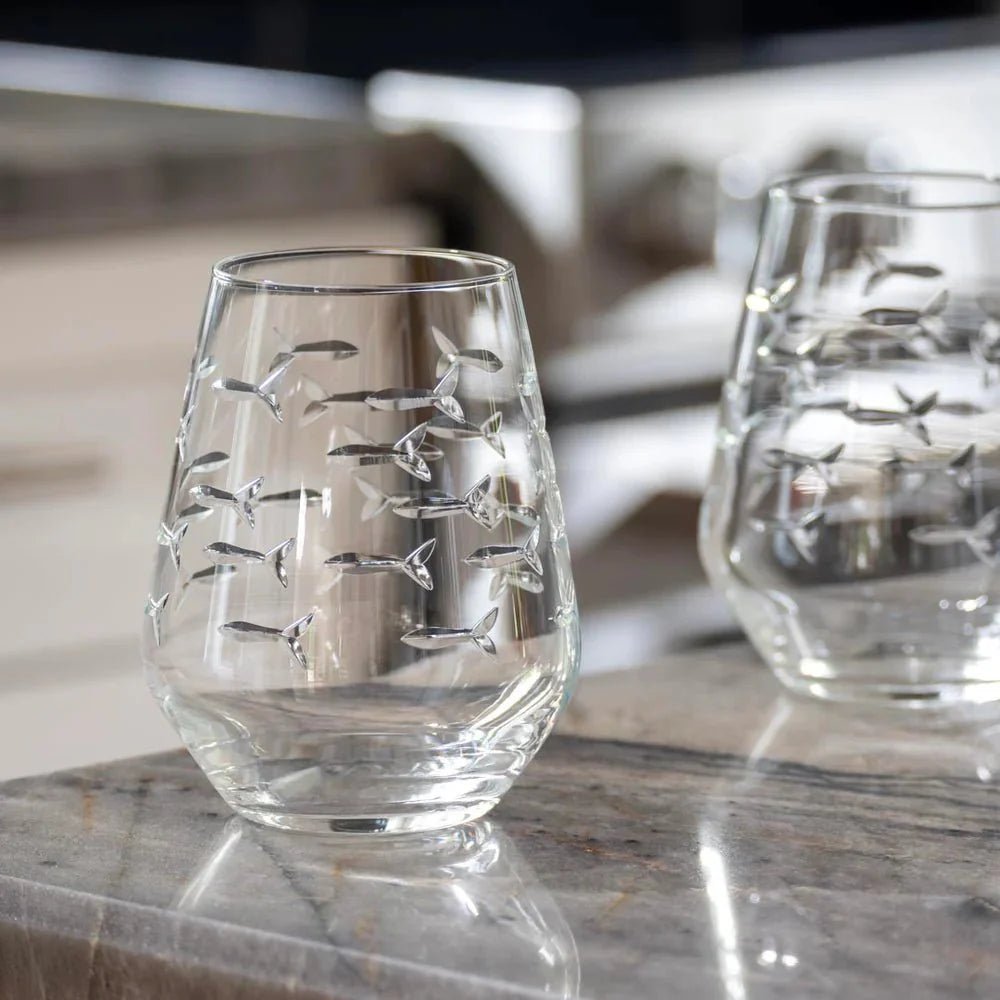 School of Fish Etched Glassware Kitchen Accessories La Vie Bien School of Fish Etched Glassware