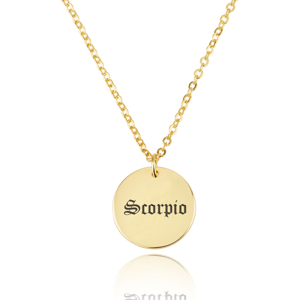 Scorpio Script Disk Necklace La Vie Bien Scorpio Script Disk Necklace
