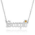 Scorpio Script Necklace With Swarovski Birthstone La Vie Bien Scorpio Script Necklace With Swarovski Birthstone