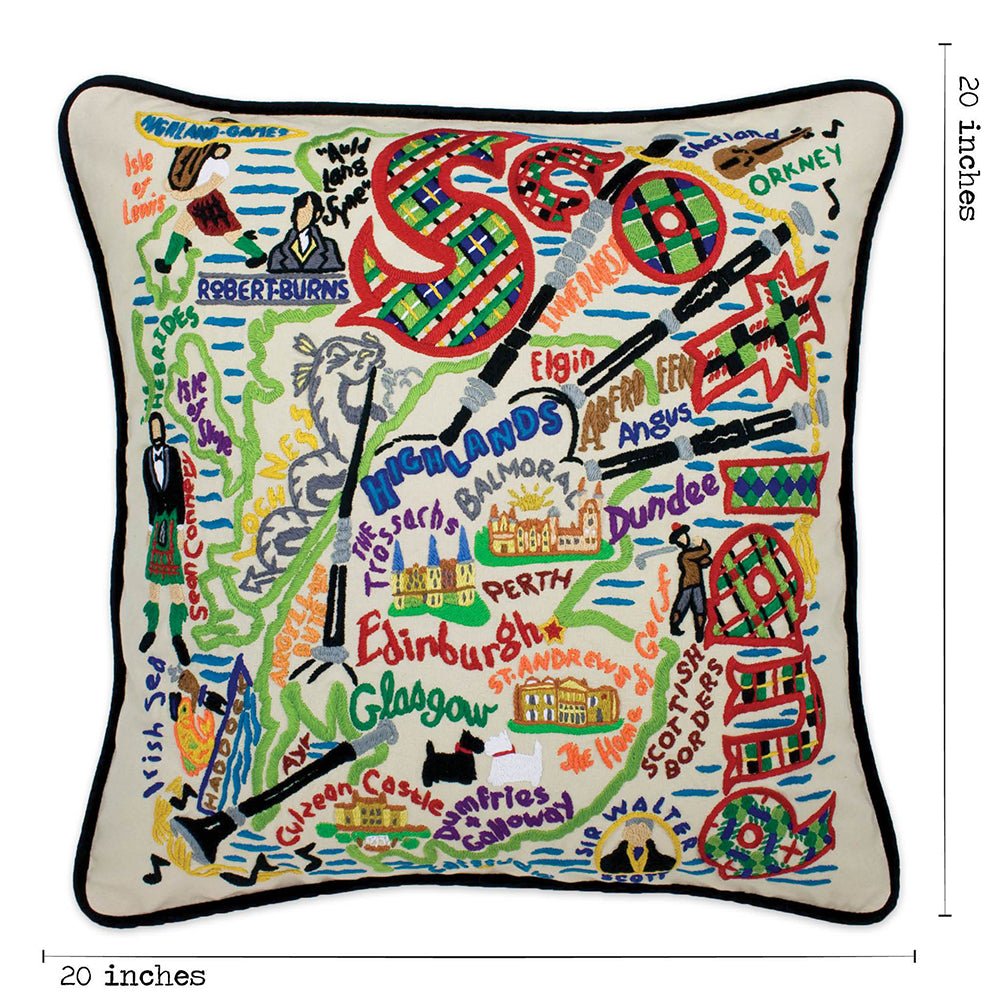 Scotland Hand - Embroidered Pillow Pillows La Vie Bien Scotland Hand - Embroidered Pillow