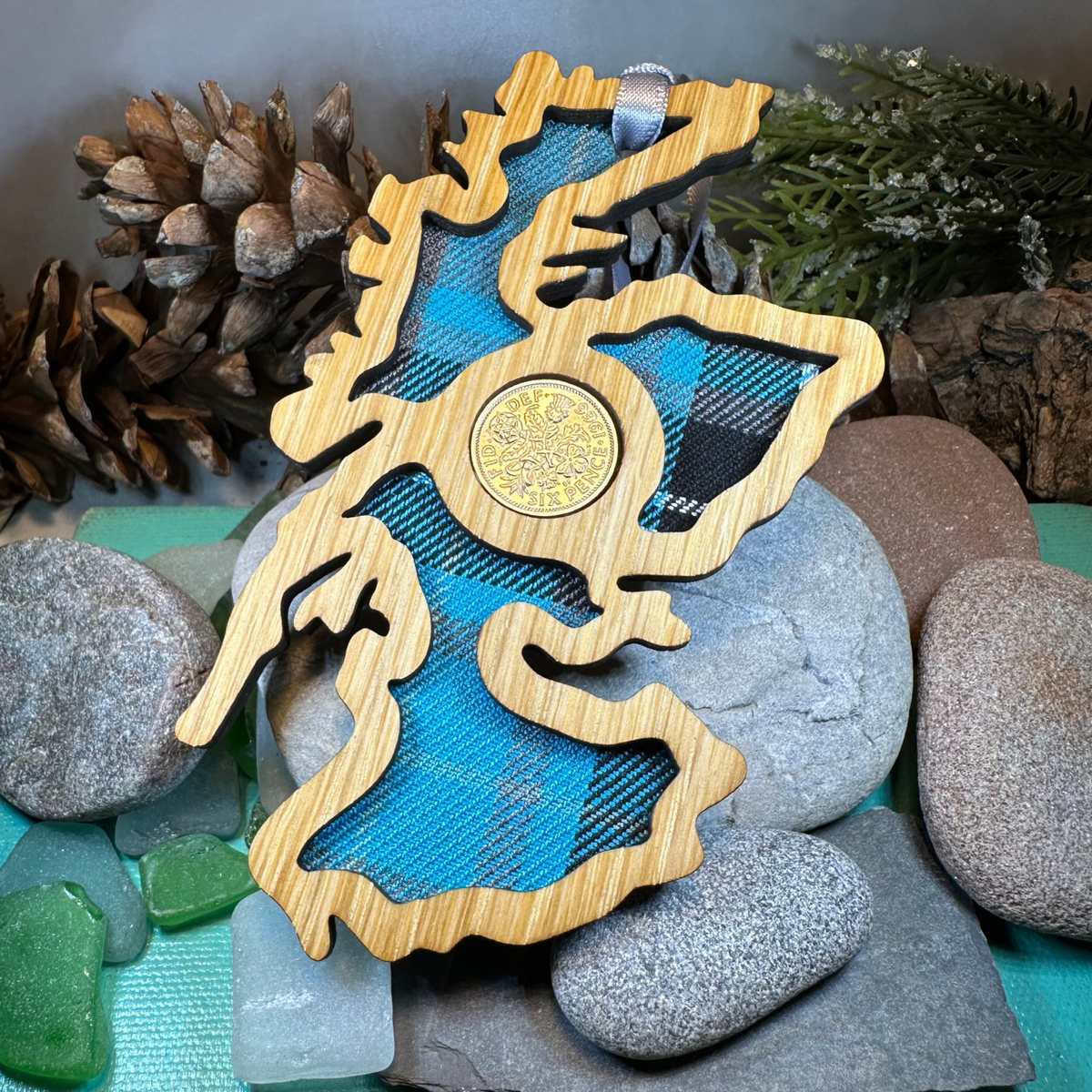 Scotland Map Lucky Sixpence Ornament Gifts La Vie Bien Scotland Map Lucky Sixpence Ornament