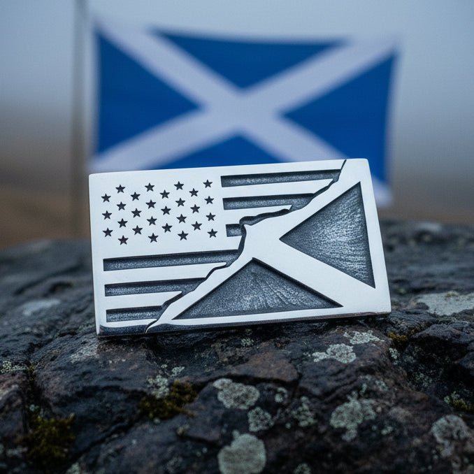 Scottish American Flag Pin in Sterling Silver Brooch La Vie Bien Scottish American Flag Pin in Sterling Silver