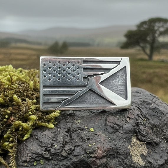 Scottish American Flag Pin in Sterling Silver Brooch La Vie Bien Scottish American Flag Pin in Sterling Silver
