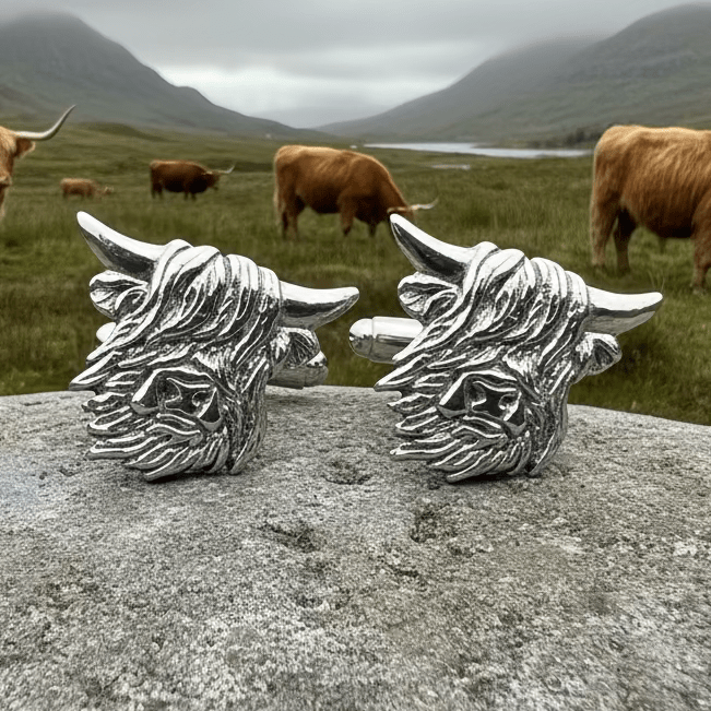 Scottish Highland Cow Cufflinks - Handmade in Scotland Cuff Links La Vie Bien Scottish Highland Cow Cufflinks - Handmade in Scotland