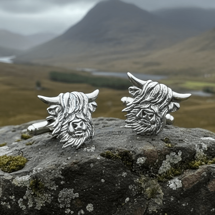 Scottish Highland Cow Cufflinks - Handmade in Scotland Cuff Links La Vie Bien Scottish Highland Cow Cufflinks - Handmade in Scotland