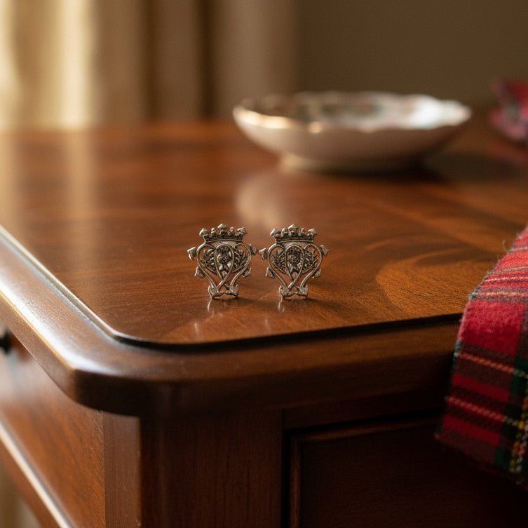 Scottish Luckenbooth Post Earrings in Sterling Silver Post Earrings La Vie Bien Scottish Luckenbooth Post Earrings in Sterling Silver