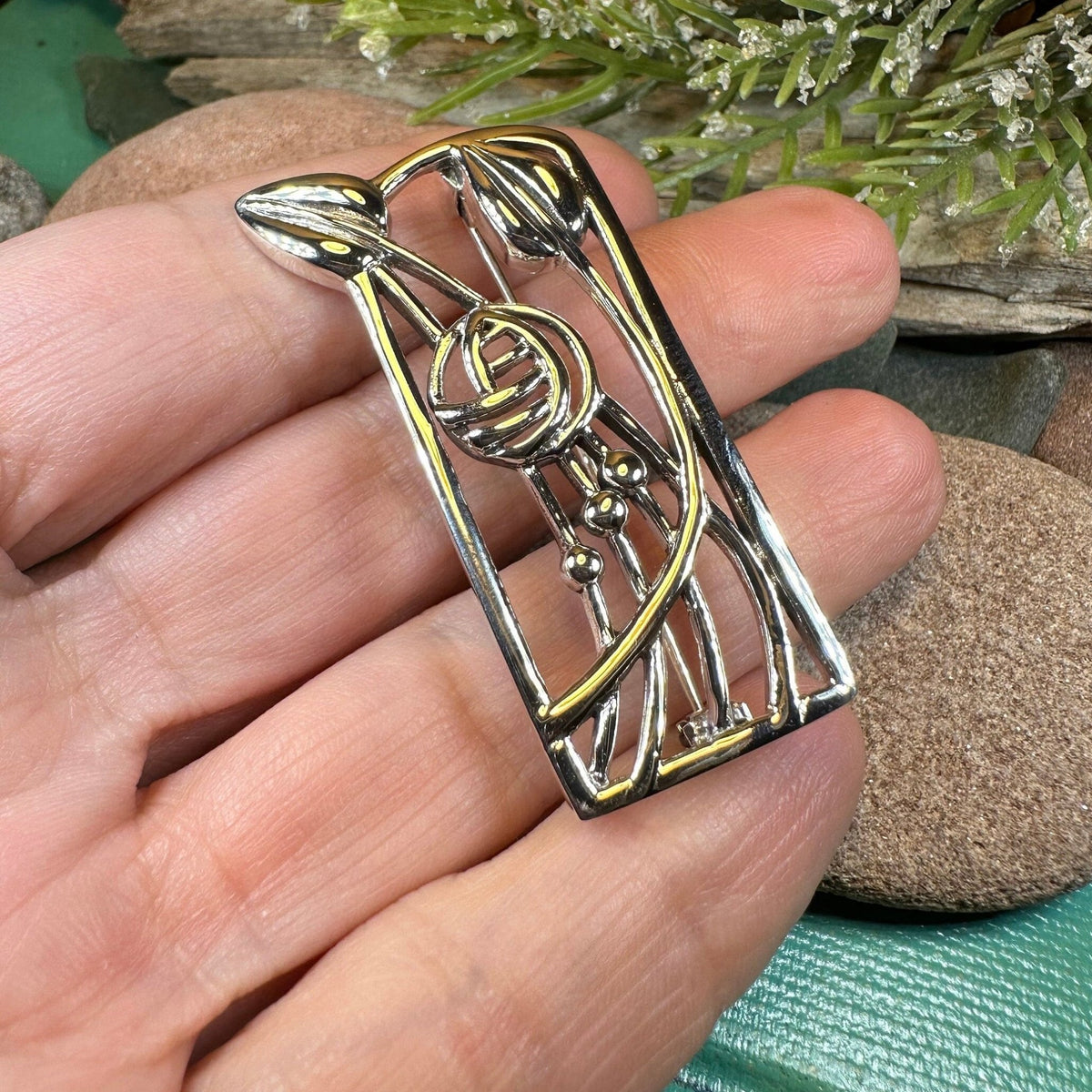 Scottish Mackintosh Roses Brooch in Sterling Silver Brooch La Vie Bien Scottish Mackintosh Roses Brooch in Sterling Silver