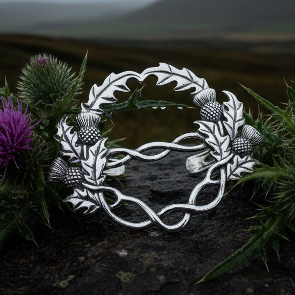 Scottish Thistle Pewter Scarf Ring - Handmade in Scotland Scarf Ring La Vie Bien Scottish Thistle Pewter Scarf Ring - Handmade in Scotland
