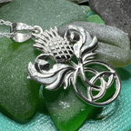 Scottish Thistle Trinity Knot Necklace in Sterling Silver Pendant La Vie Bien Scottish Thistle Trinity Knot Necklace in Sterling Silver