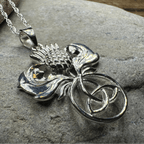 Scottish Thistle Trinity Knot Necklace in Sterling Silver Pendant La Vie Bien Scottish Thistle Trinity Knot Necklace in Sterling Silver