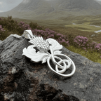 Scottish Thistle Trinity Knot Necklace in Sterling Silver Pendant La Vie Bien Scottish Thistle Trinity Knot Necklace in Sterling Silver