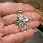 Scottish Thistle Trinity Knot Necklace in Sterling Silver Pendant La Vie Bien Scottish Thistle Trinity Knot Necklace in Sterling Silver