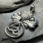 Scottish Thistle Trinity Knot Necklace in Sterling Silver Pendant La Vie Bien Scottish Thistle Trinity Knot Necklace in Sterling Silver