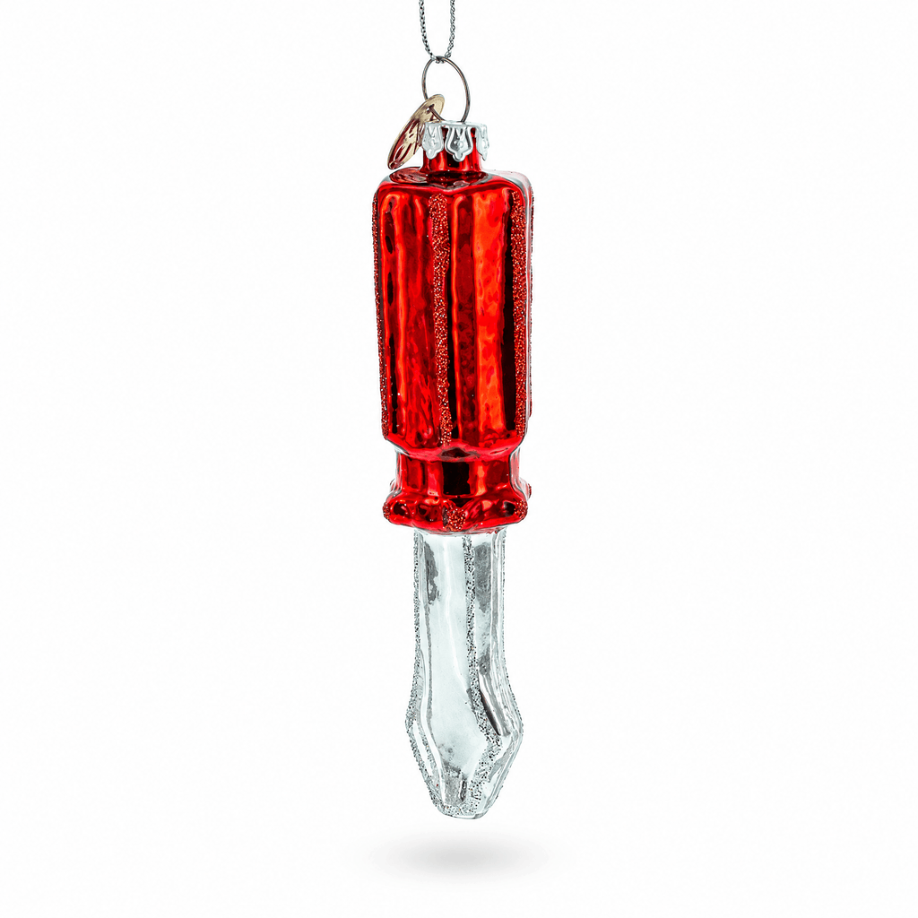 Screwdriver with Red Handle Glass Christmas Ornament Christmas Ornaments > Occupations La Vie Bien Screwdriver with Red Handle Glass Christmas Ornament