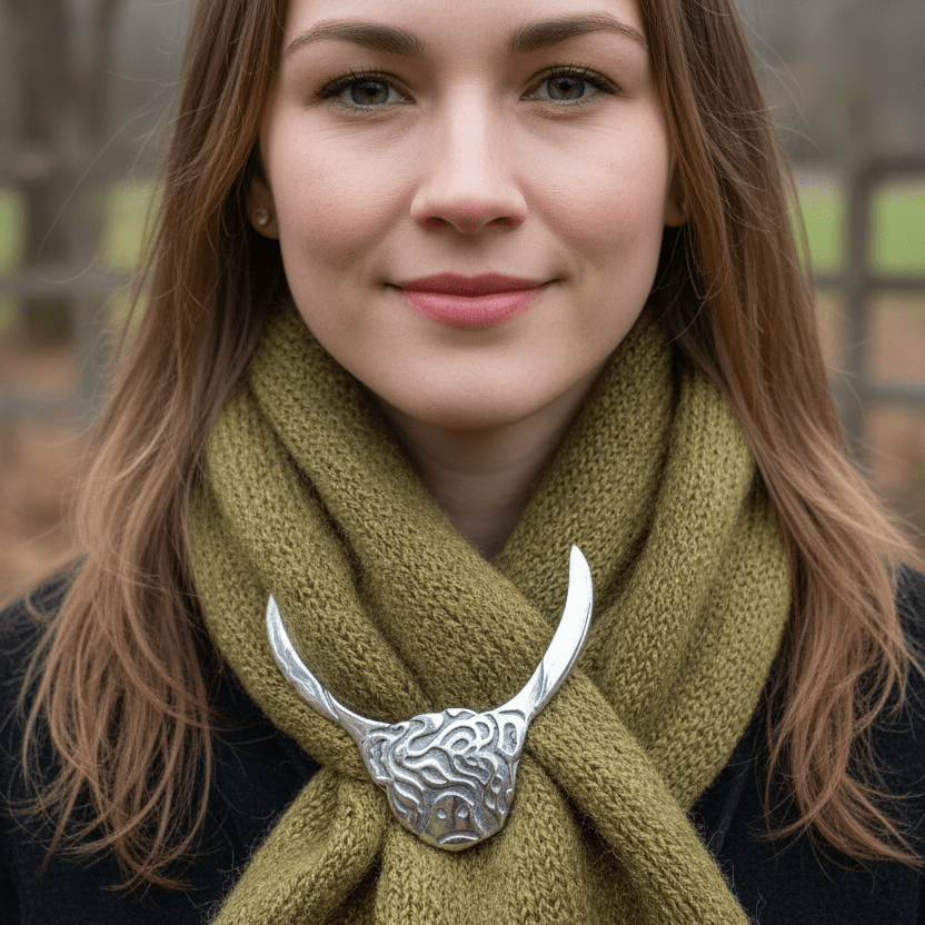 Scruffy Highland Cow Scarf Ring - Handmade in Scotland Scarf Ring La Vie Bien Scruffy Highland Cow Scarf Ring - Handmade in Scotland