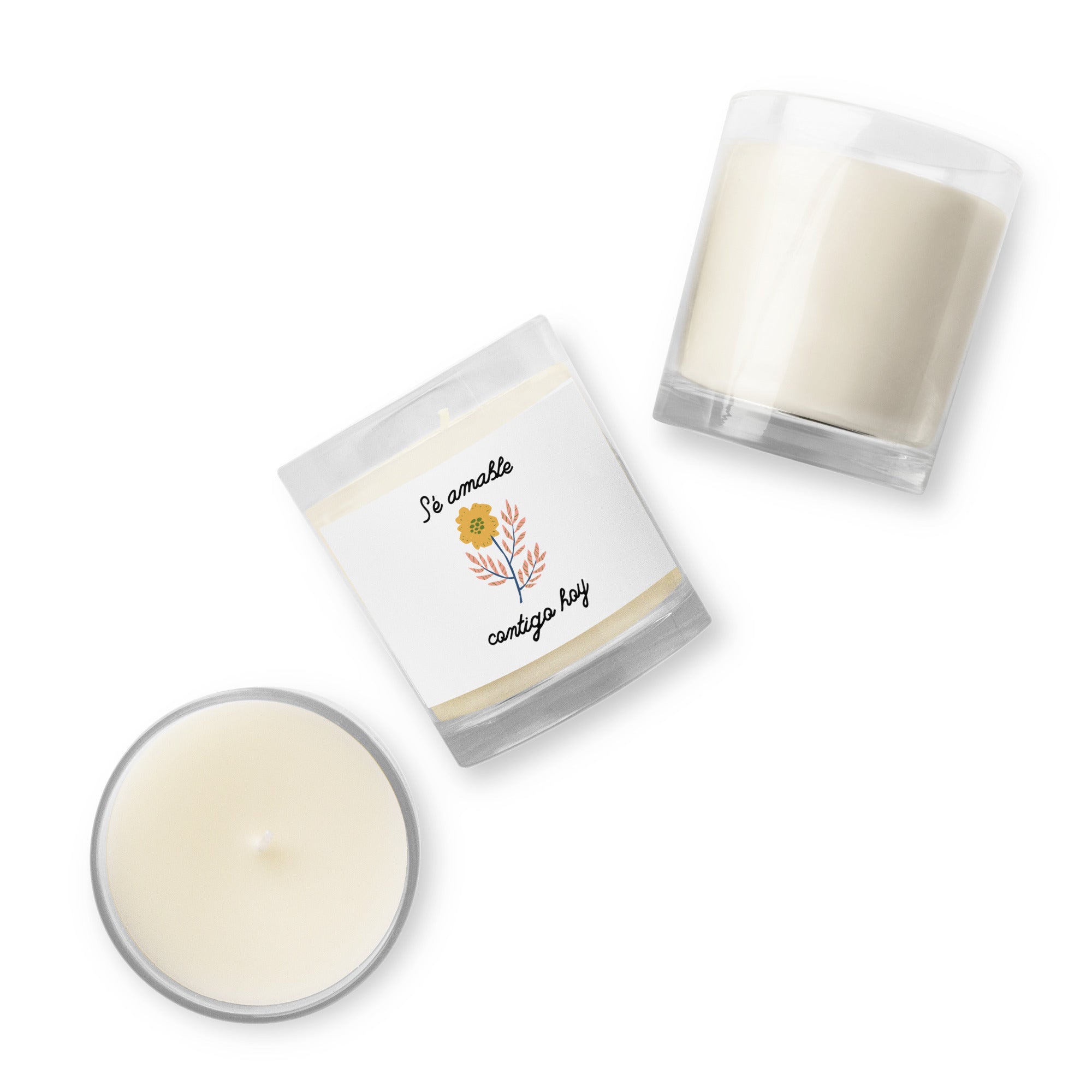 Sé amable contigo hoy Spanish Glass jar soy wax candle