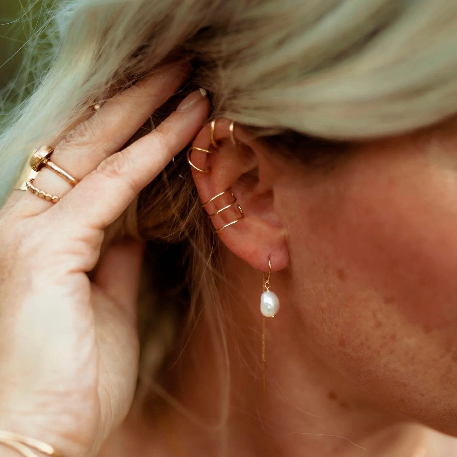 Sea Breeze Threader Earrings by Derive Jewelry