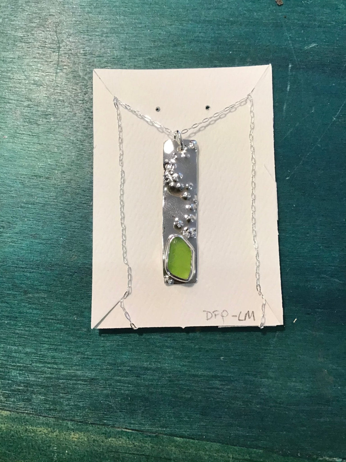 Sterling Silver Green Sea Glass Pendant, Drift
