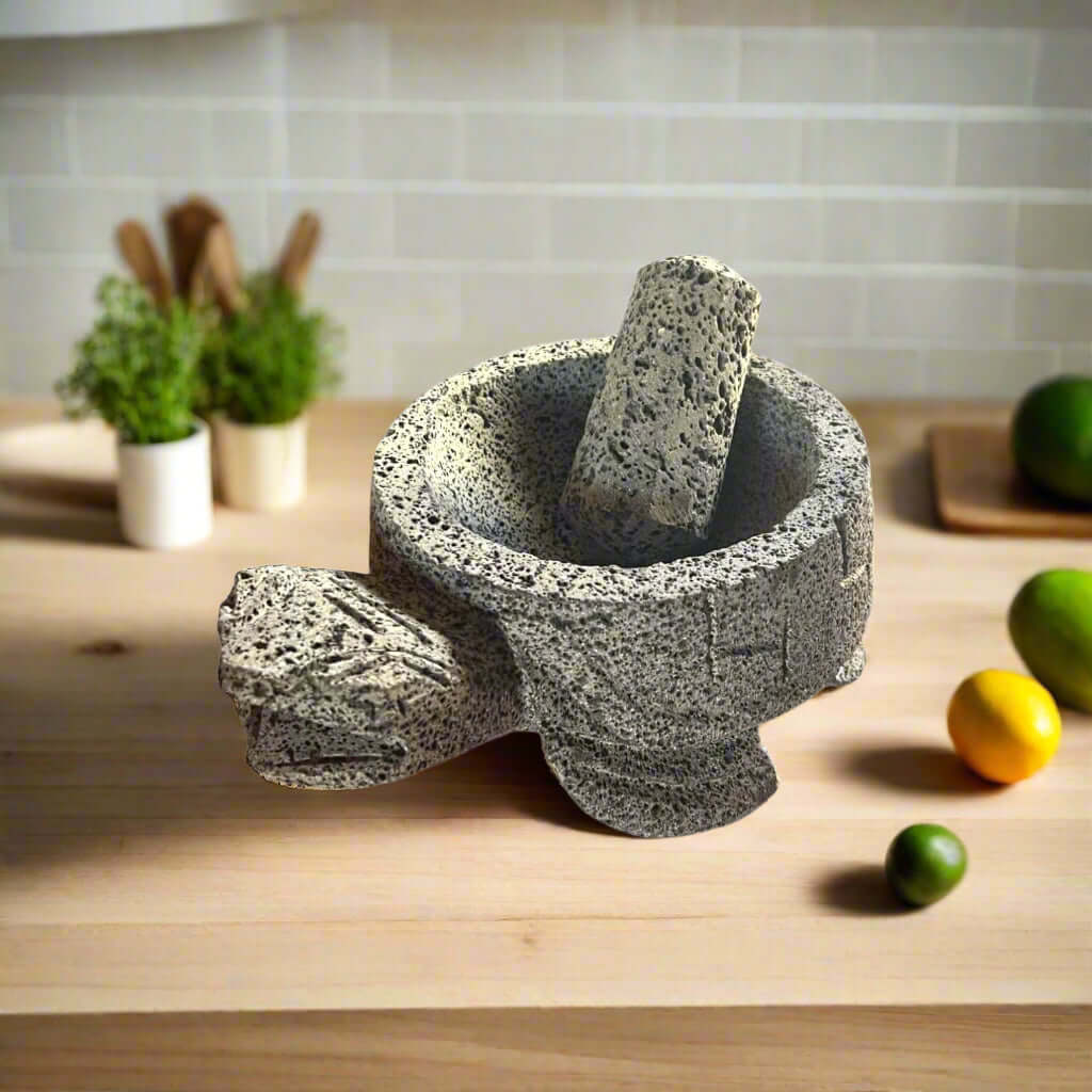 Sea Turtle Stone Mortar & Pestle | Handcrafted Molcajete Mexican Molcajete La Vie Bien Sea Turtle Stone Mortar & Pestle | Handcrafted Molcajete