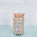 SEAS THE DAY Glass Can Cup Drinkware La Vie Bien SEAS THE DAY Glass Can Cup